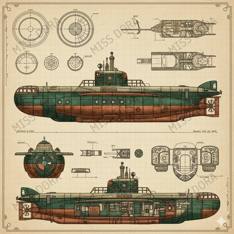 Technical Blueprint Concept Art