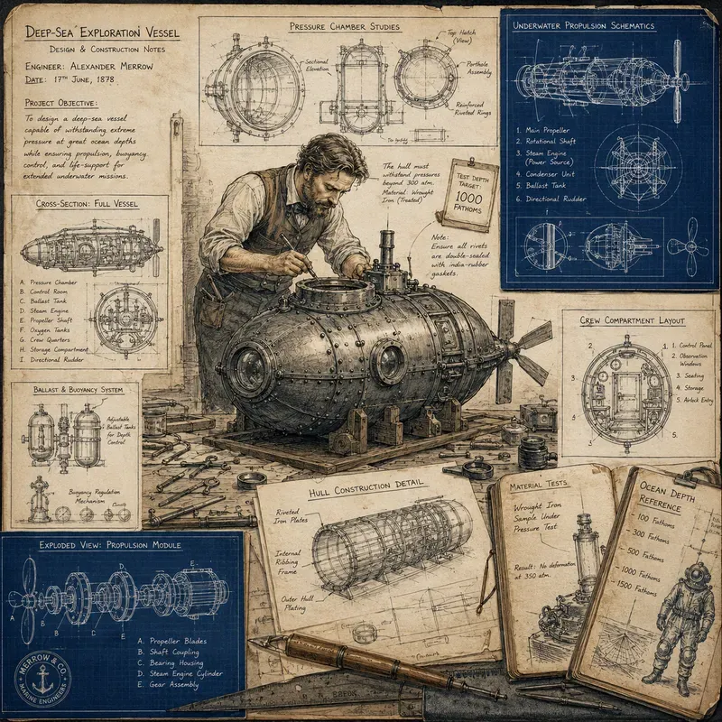Hand Drawn Blueprint Art