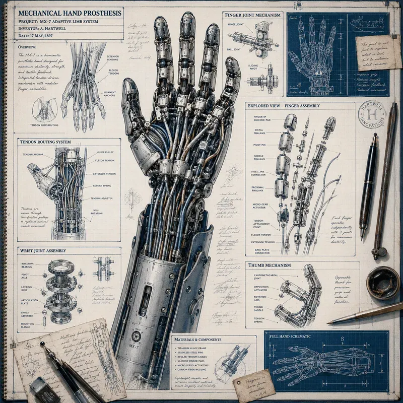 Hand Drawn Blueprint Art