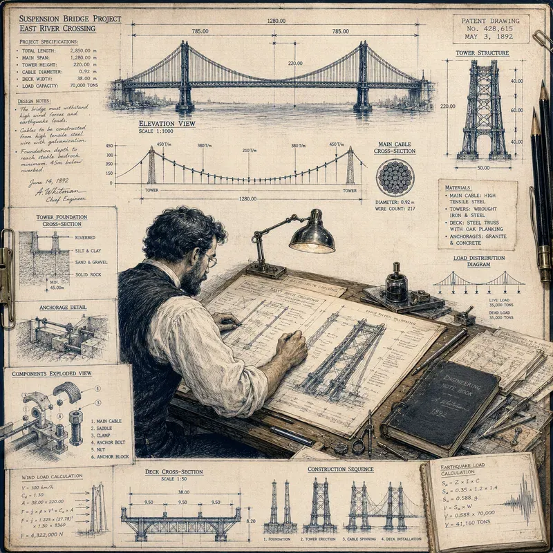 Hand Drawn Blueprint Art