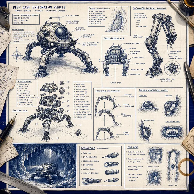 Hand Drawn Blueprint Art