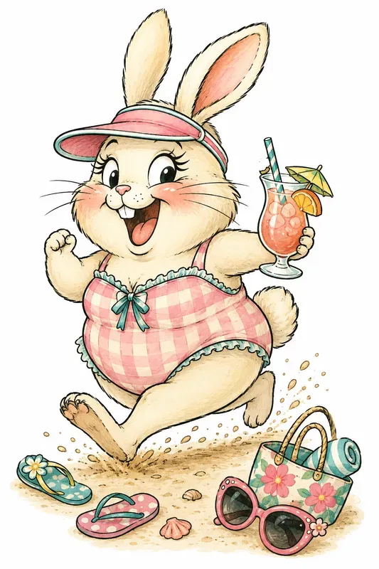 Whimsical Beach Animal Cartoons