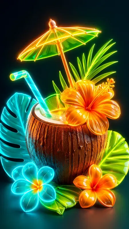 Neon 3D Tropical Illustrations