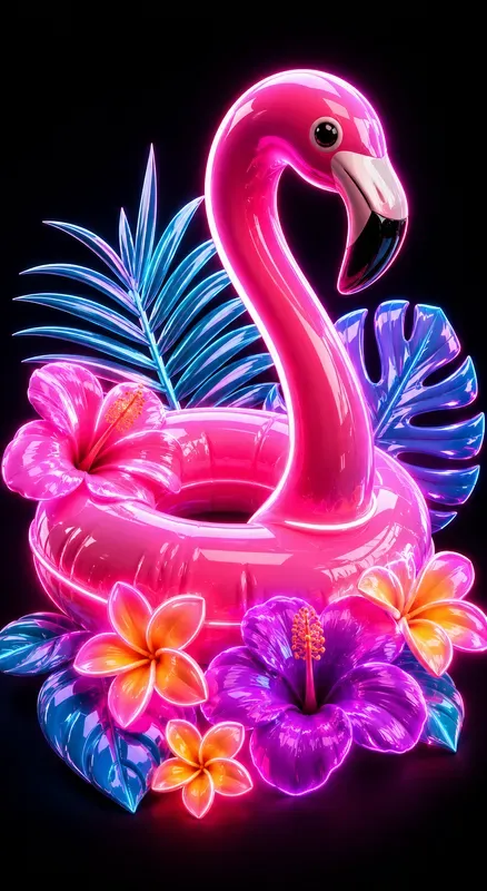 Neon 3D Tropical Illustrations