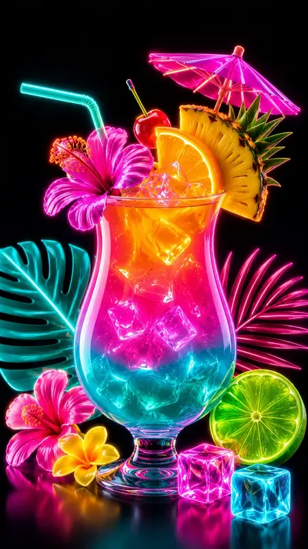 Neon 3D Tropical Illustrations