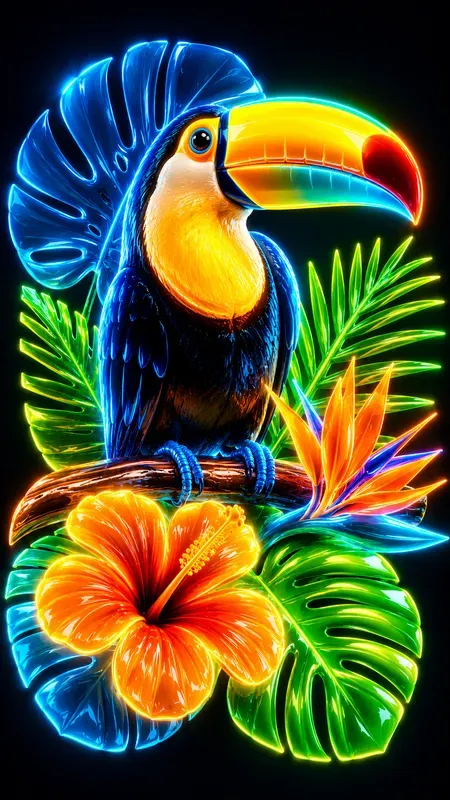 Neon 3D Tropical Illustrations