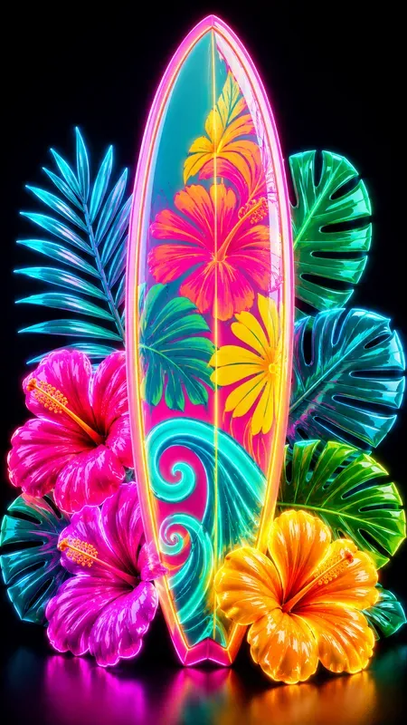 Neon 3D Tropical Illustrations