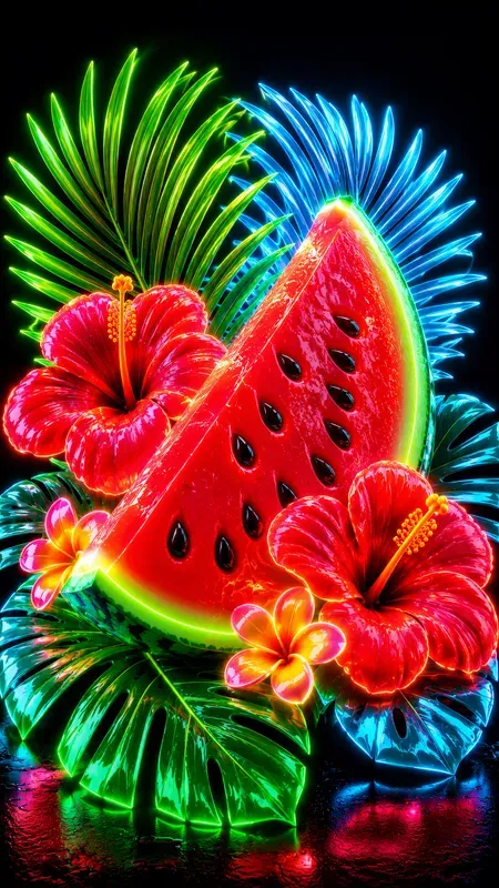 Neon 3D Tropical Illustrations