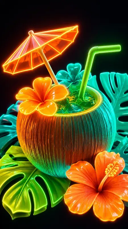 Neon 3d Tropical Illustrations