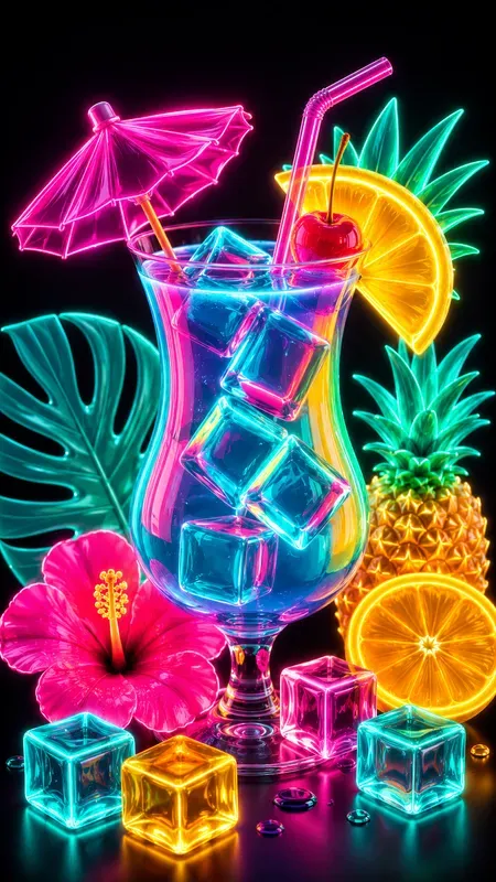 Neon 3d Tropical Illustrations
