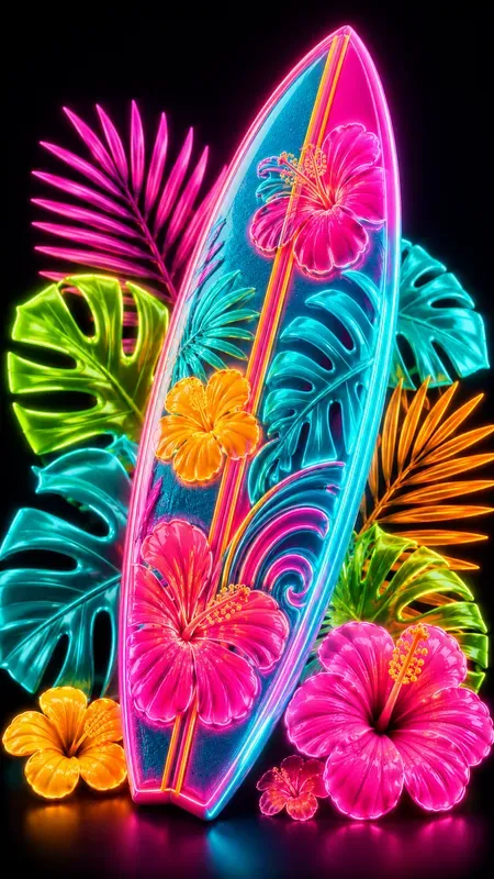 Neon 3d Tropical Illustrations