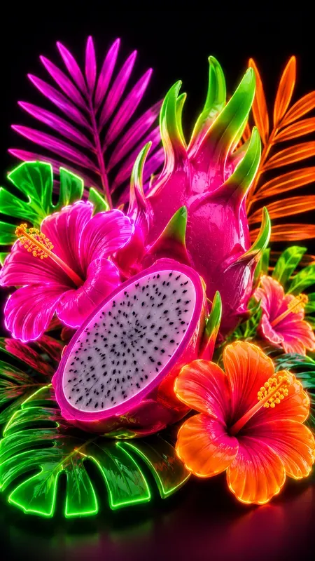 Neon 3d Tropical Illustrations