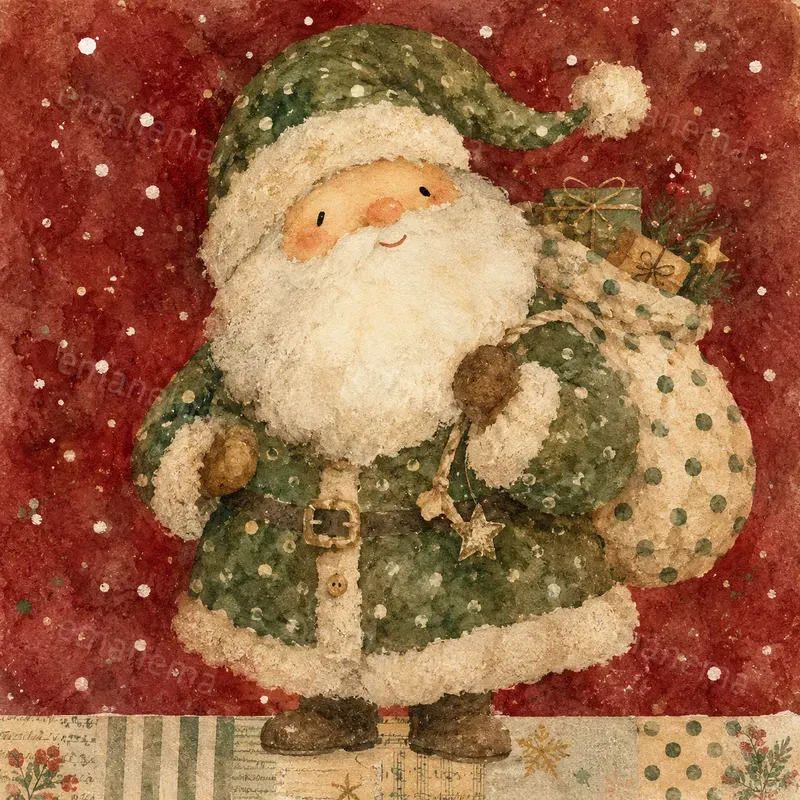 Cozy Naive Watercolor Christmas Art