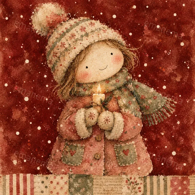 Cozy Naive Watercolor Christmas Art