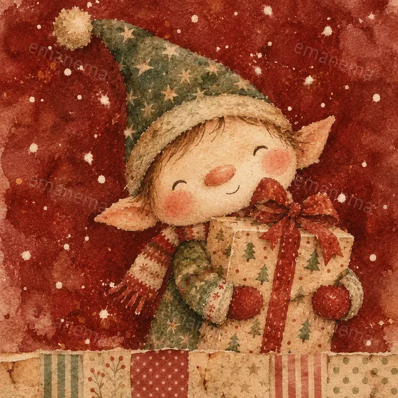 Cozy Naive Watercolor Christmas Art