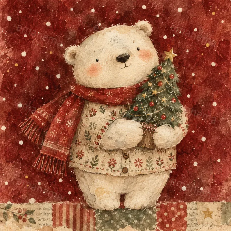 Cozy Naive Watercolor Christmas Art