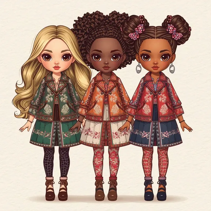 Cute Doll Fashion Girls Clipart