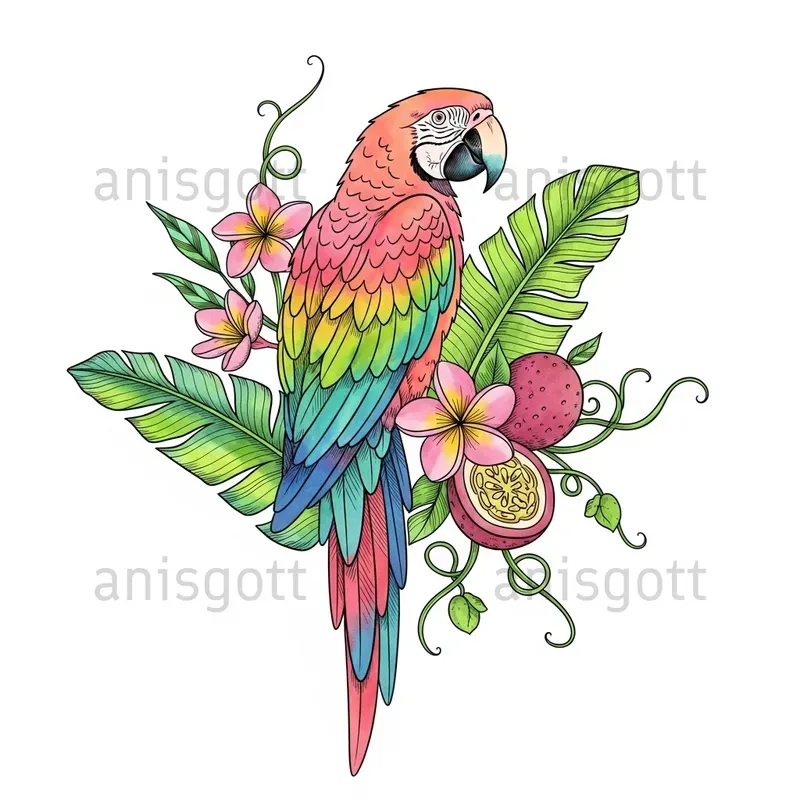Tropical Floral Wilds Watercolor Clipart