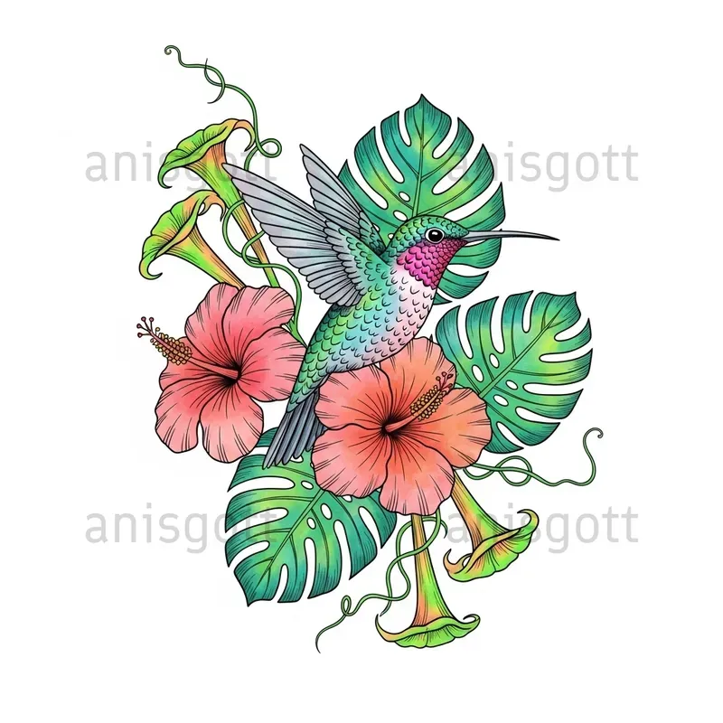 Tropical Floral Wilds Watercolor Clipart
