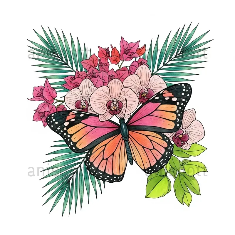 Tropical Floral Wilds Watercolor Clipart