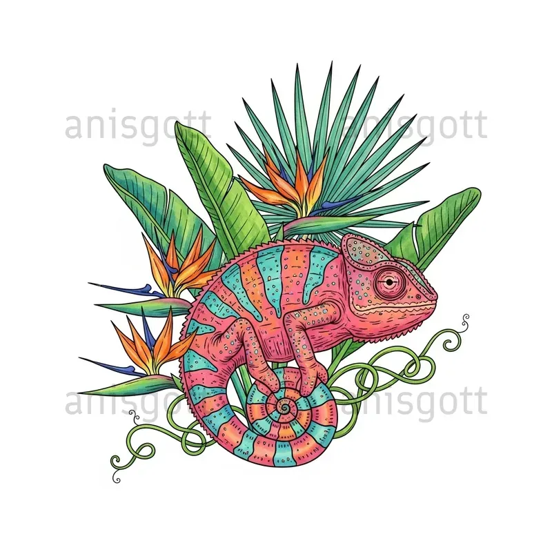 Tropical Floral Wilds Watercolor Clipart