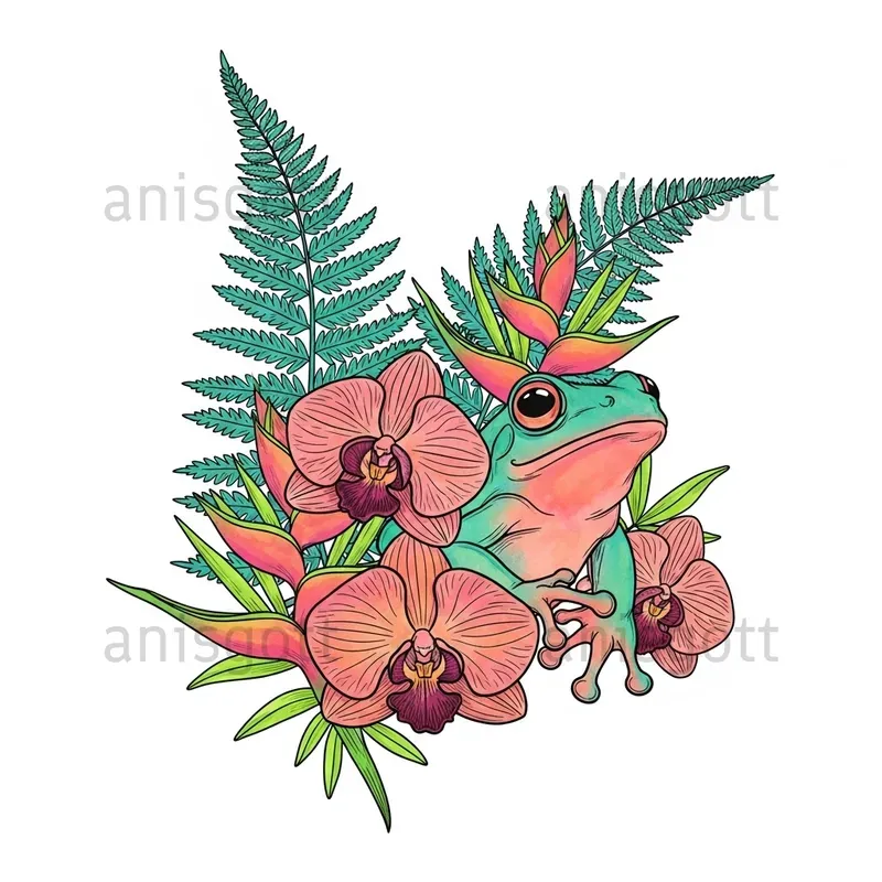Tropical Floral Wilds Watercolor Clipart