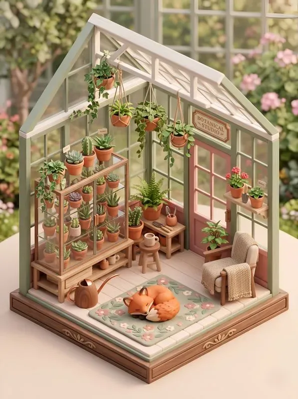 Cute 3D Isometric Pastel Room Dioramas