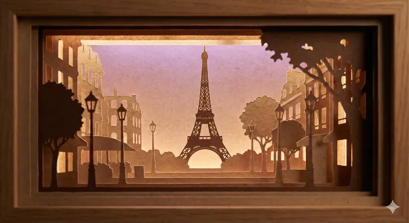 3D Paper Cut Lightbox Art