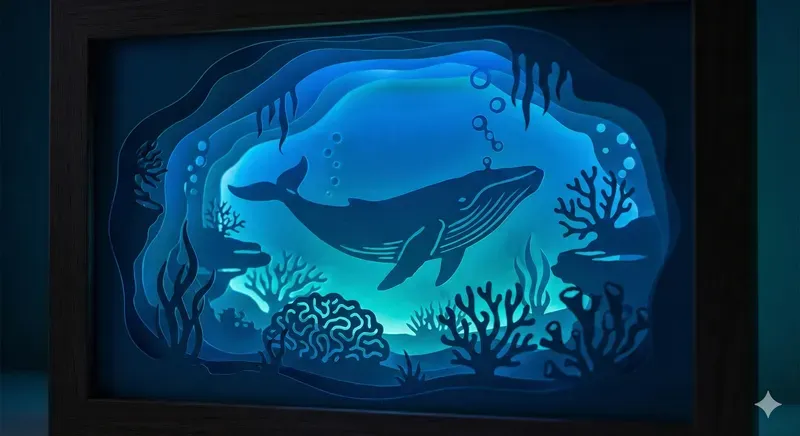 3D Paper Cut Lightbox Art
