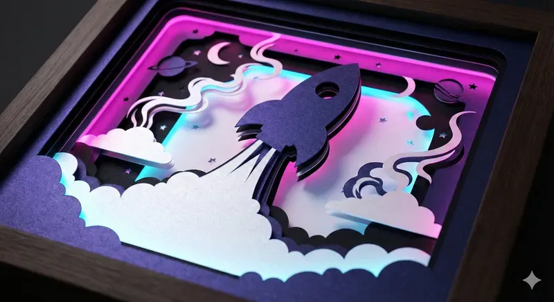 3D Paper Cut Lightbox Art