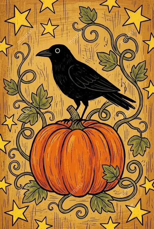 Primitive Autumn Folk Art Prints