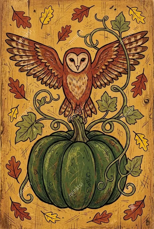 Primitive Autumn Folk Art Prints