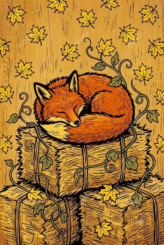 Primitive Autumn Folk Art Prints