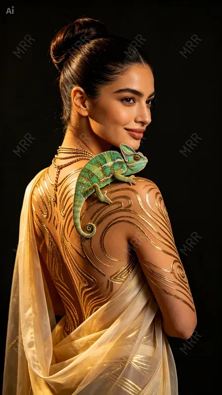 Golden Body Art Portraits Girls