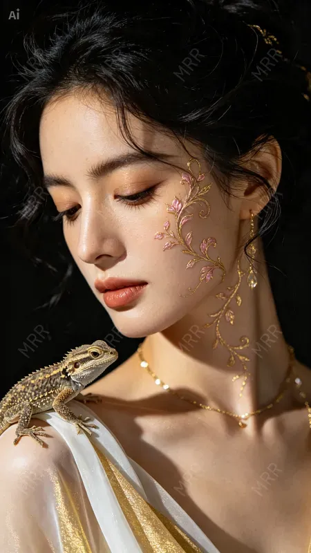 Golden Body Art Portraits Girls