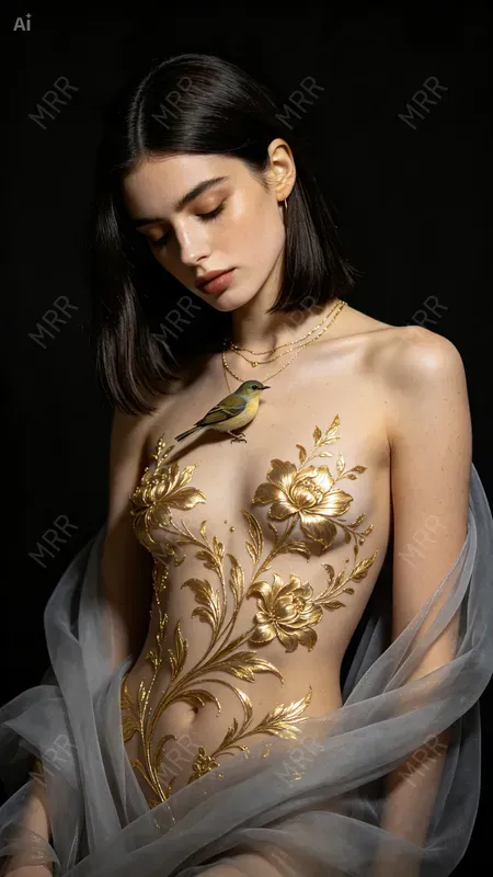 Golden Body Art Portraits Girls