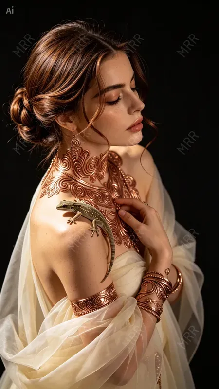 Golden Body Art Portraits Girls