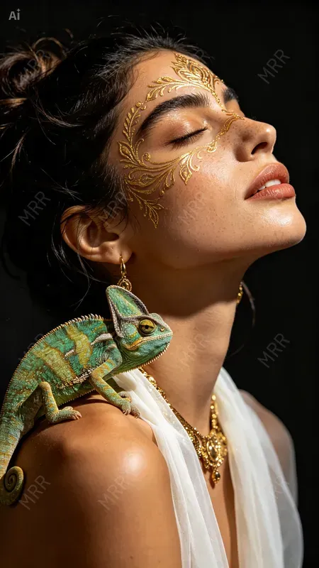Golden Body Art Portraits Girls
