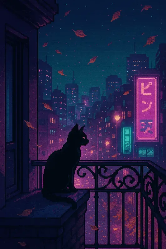 90s City Pop Pixel Art