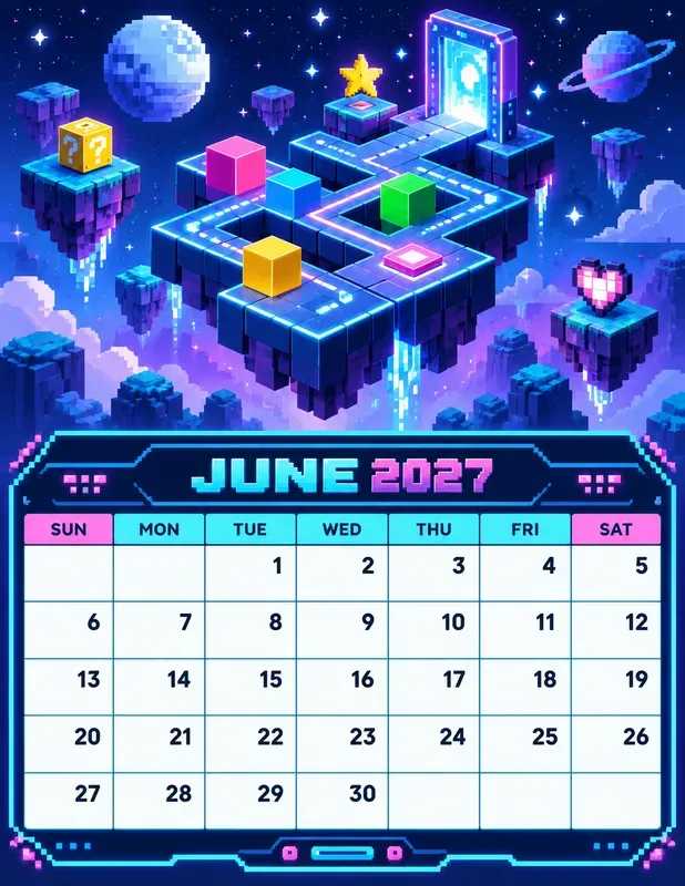 Retro Gaming 2027 Calendar Pages