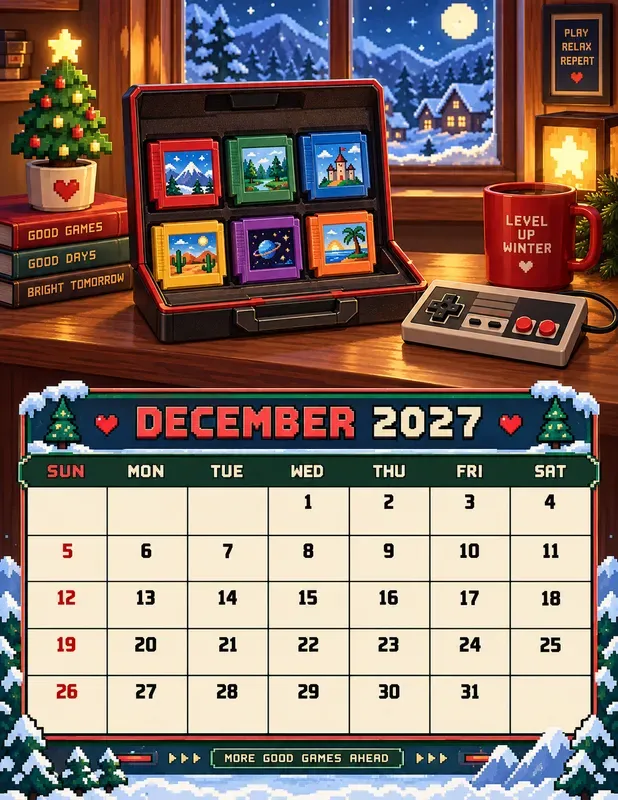 Retro Gaming 2027 Calendar Pages
