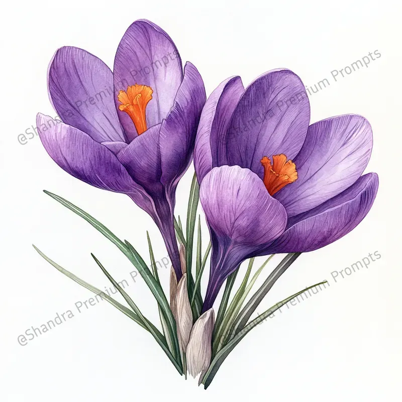Realistic Spring Flowers In Watercolors