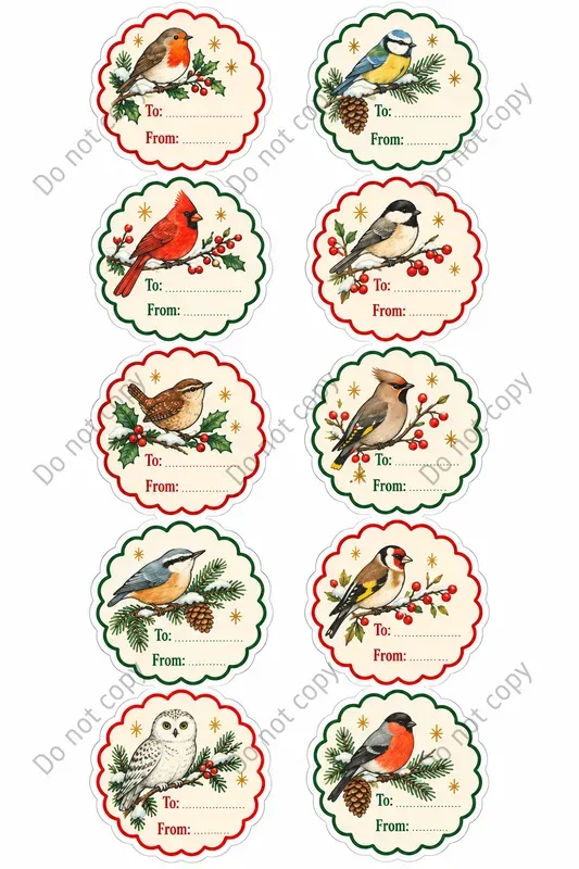 Christmas Gift Tag Sticker Sheets
