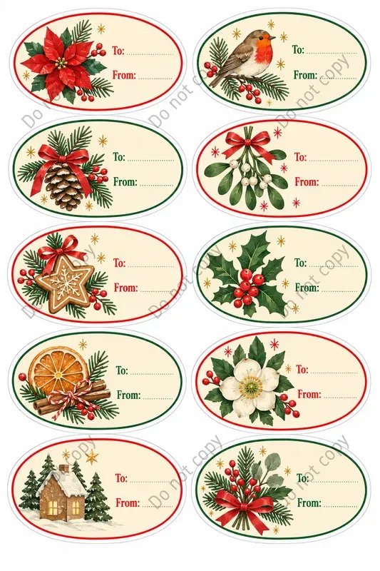 Christmas Gift Tag Sticker Sheets