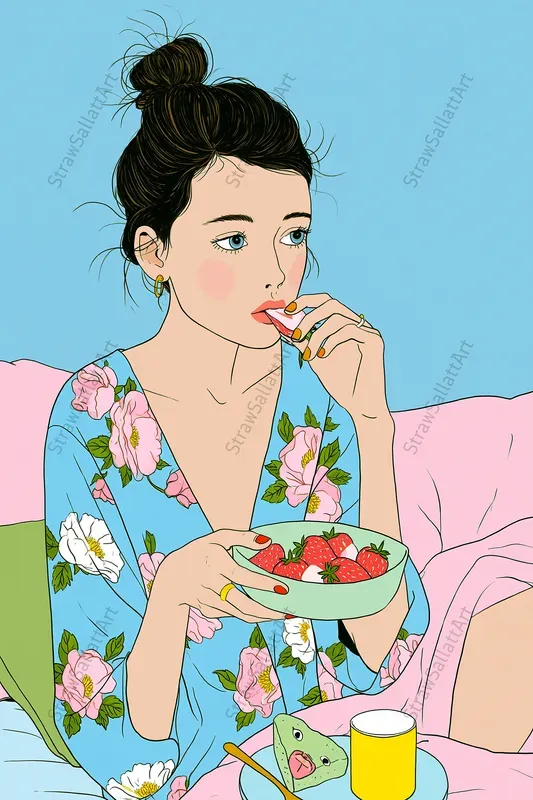 Trendy Retro Pop Girl Lifestyle Art