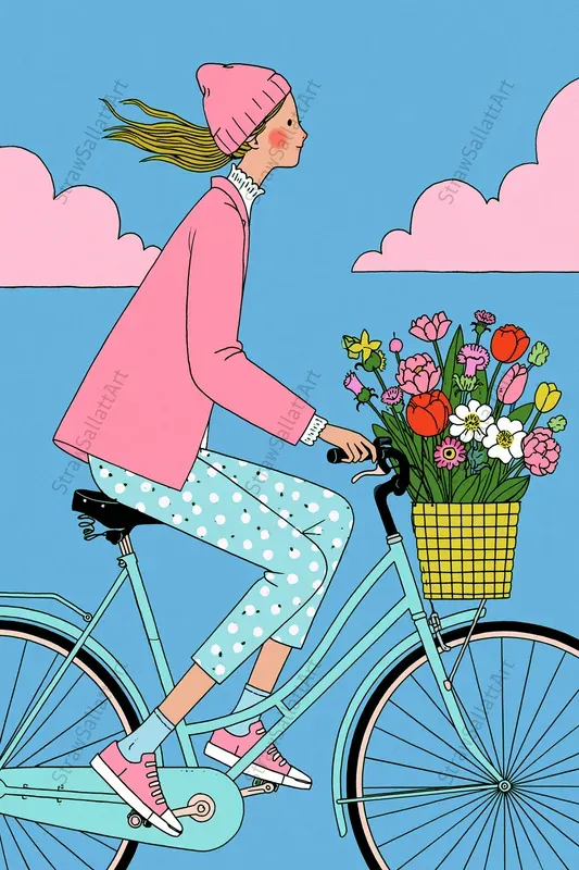 Trendy Retro Pop Girl Lifestyle Art