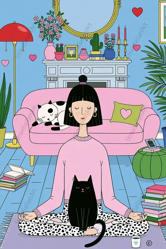 Trendy Retro Pop Girl Lifestyle Art