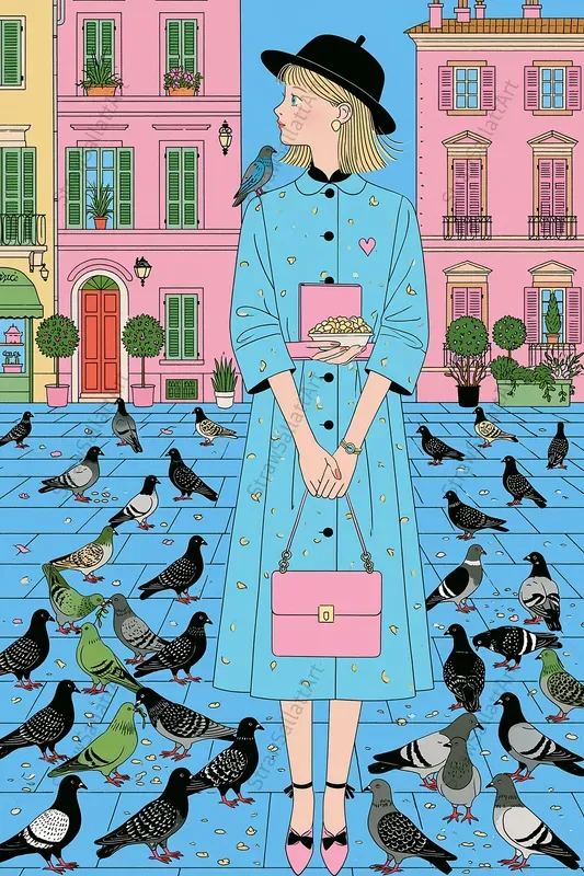 Trendy Retro Pop Girl Lifestyle Art