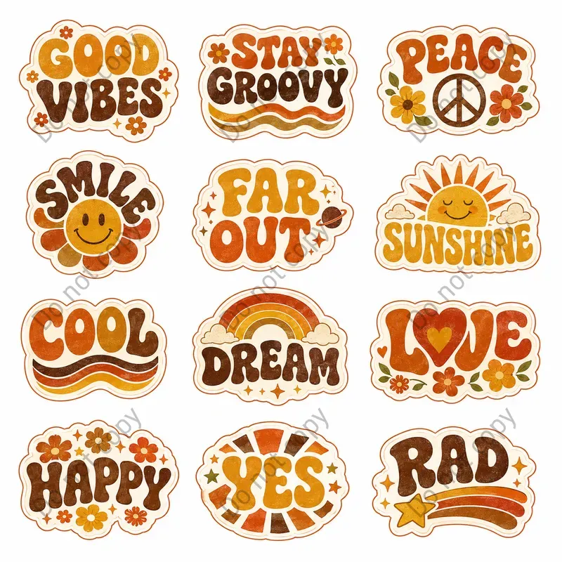 Retro Groovy Sticker Sheets