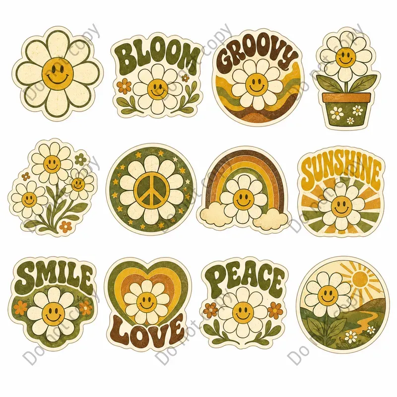 Retro Groovy Sticker Sheets